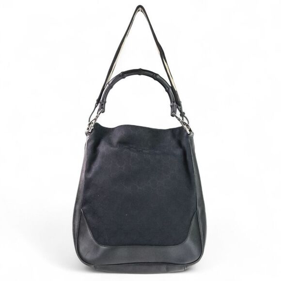 Gucci Handbags - Gucci Bamboo GG Canvas 2way Handbag One Shoulder Bag 4058 Black Men Women Used